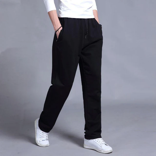 2021 Spring Autumn Joggers Men Jogging Sweatpants Sportswear Knit Tracksuit Sports Pants Trousers Oversize Wide Leg Clothing black