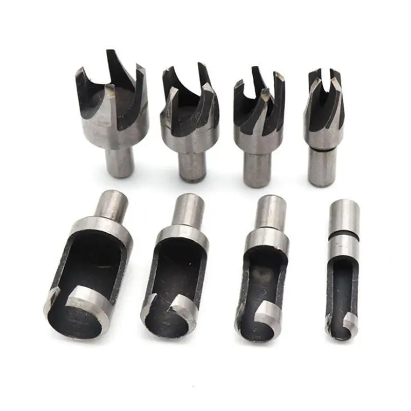 WINOMO 8pcs Professional Drill Bits Carbon Steel Wood Plug Cutters Straight Tapered Deep Plug Cutter Sets Claw Tool Accessories