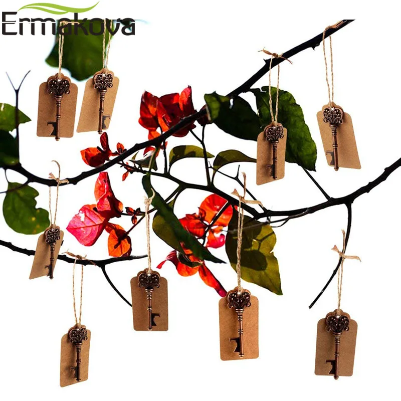 ERMAKOVA - 50 Pcs/Lot Retro Metal Skeleton Key Bottle Opener - DIY Wedding Favors and Gifts - Vintage Rustic Wedding Decorations image 3