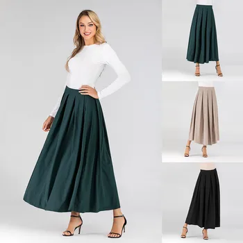 

Women Fashion Skirts High Waist Skirt Autumn Winter Solid European and American Style Mid-Calf A-Line Faldas Mujer Moda 2020