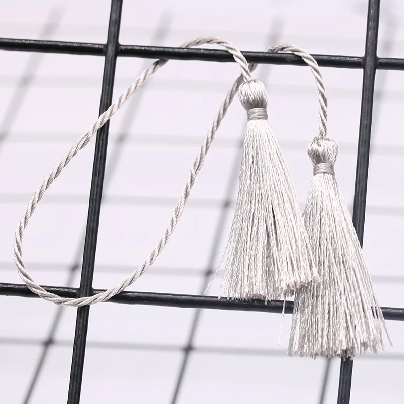 Silver tassls 10 шт. двухконцевые длинные веревки Tieback кисточки DIY ремесла Ювелирные изделия занавес одежды Декор шелковый шнур изолента кисточки кулон - Цвет: Silver tassls