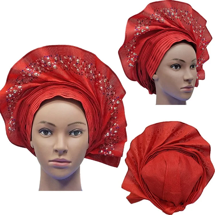 Африканский ASO OKE Gele головное украшение высокого качества нигерийский традиционный свадебное использование 013 Авто Gele - Цвет: 11