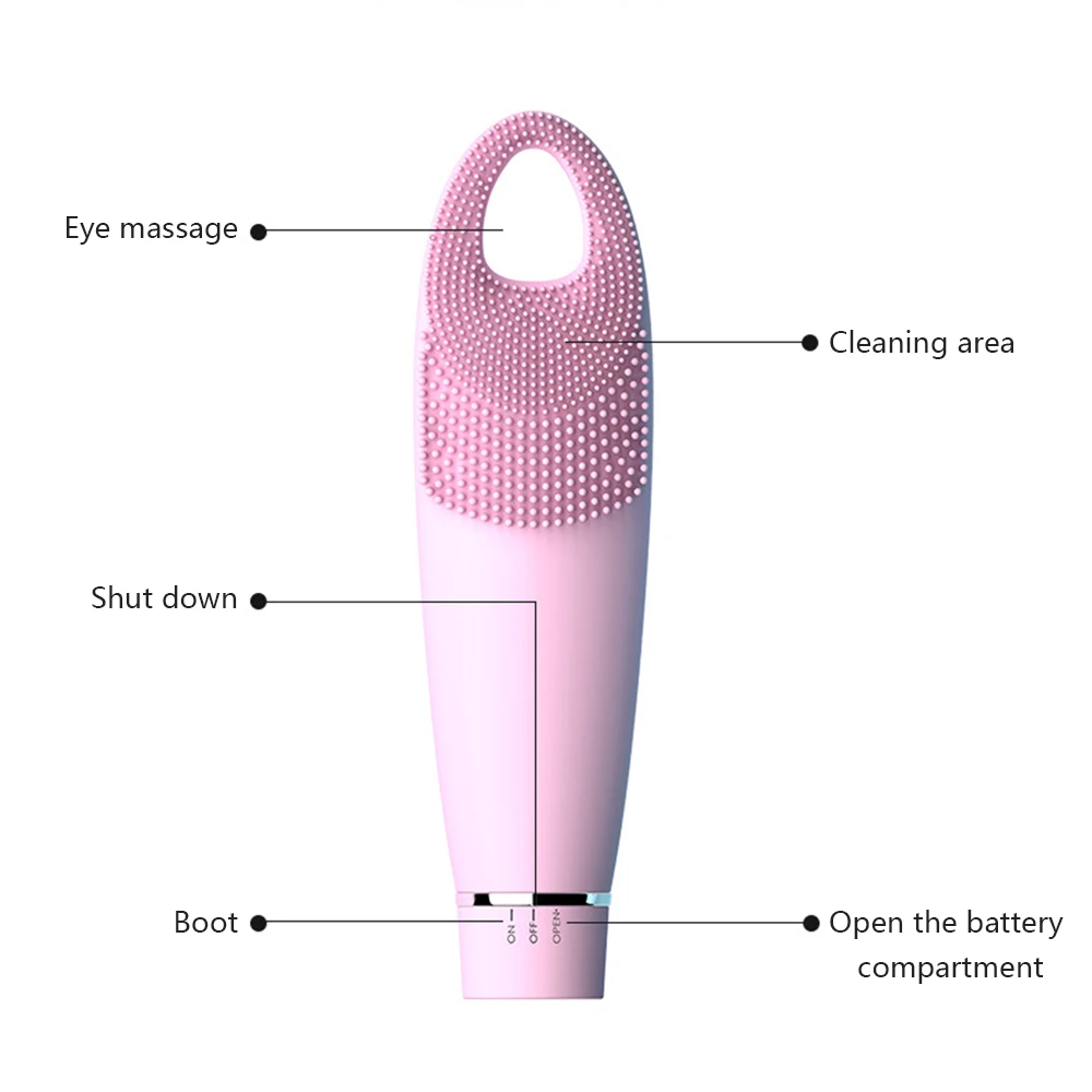 Hotest Мягкая силиконовая щетка для очищения лица массажер для лица очищающая щетка для лица Силиконовый вибратор питание устройства для очищения лица