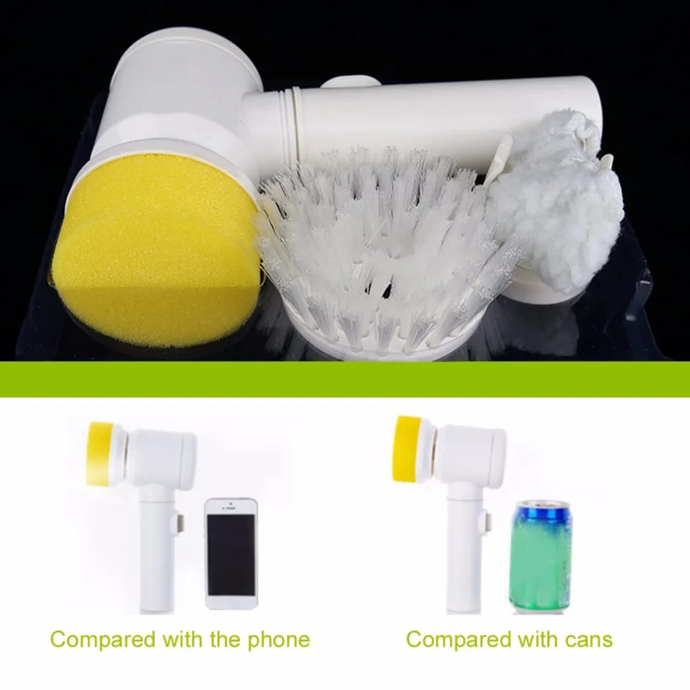 Multifunctional 5 In 1 Electric Household Magic Brush ABS Nylon Kitchen Bathtub Cleaning Window Brush Cleaner White Color