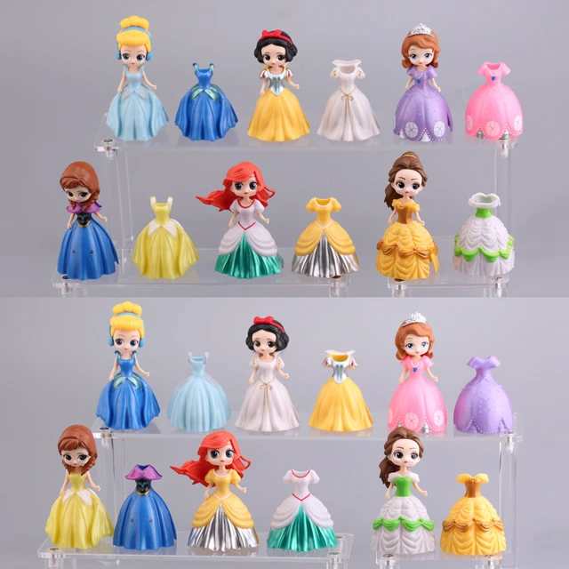 24pcs/set 5-8cm Princess Figure Toys Snow White Sofia Belle Cinderella  Alice Anna Sleeping Beauty Dress Changeable Gift - Realistic Reborn Dolls  for Sale