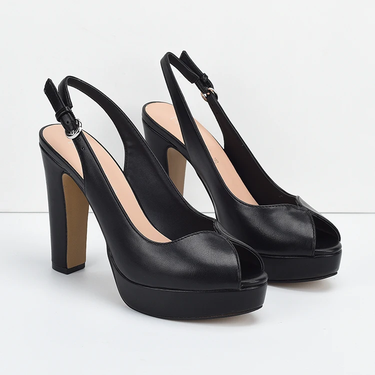 

EOEODOIT 2020 Spring Women High Heel Peep Toe Shoes Leather Platform Pumps Sexy Fashion Square Heel Summer Sandals All Match