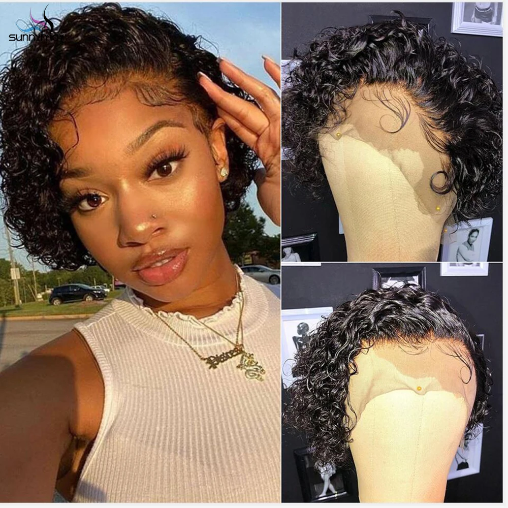 

Pixie Cut Wig Human Hair Wigs Short Curly Pre Plucked Bleached Knots Wigs 150% Short Bob Wig 13x4 Lace 4x4 Lace Closure Wig Remy