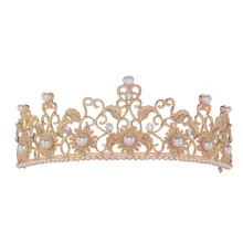 HG378 Винтаж барокко Подсолнух Корона невесты жемчуг аксессуары для волос для свадьбы платье аксессуары AliExpress в настоящее время доступны