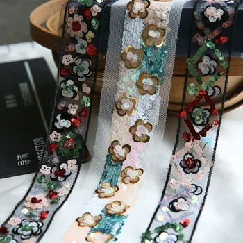 

Beaded Lace Decoration Beaded Sequin Mesh Lace Accessories Clothes Decorative Lace Cuff Strip RS2715