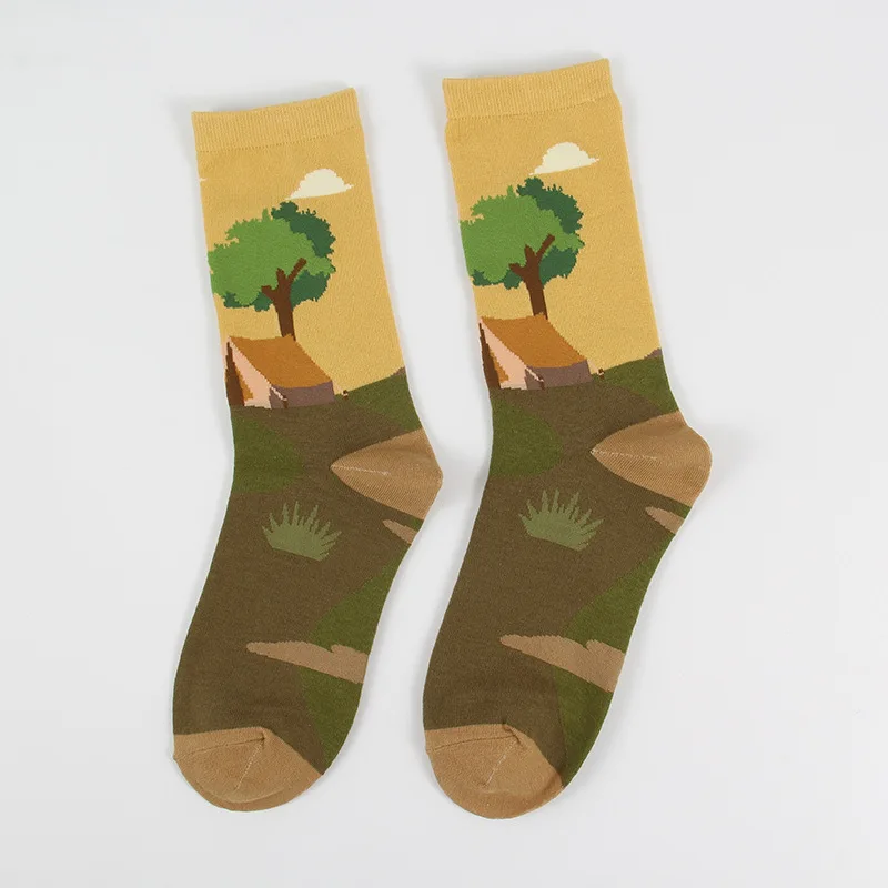 [HEPOSCKONE] Креативные носки со смешным рисунком с природным пейзажем; сезон осень-зима; стильные хлопковые цветные теплые носки; Новинка - Цвет: 11