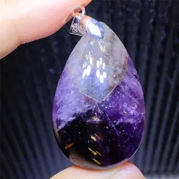

Natural Cacoxenite Auralite 23 Purple Red Bead Rutilated Pendant 35x22x12mm Canada Water Drop Women Men Necklace Jewelry AAAAA