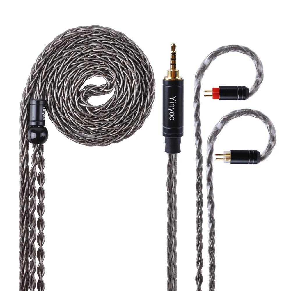 

Yinyoo Brown 8 Core Silver Plated Upgraded Cable 2.5/3.5/4.4mm Balanced Cable With MMCX/2pin Connector For AS10 ZS10 ZS6 ES4