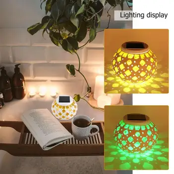 

Outdoor Solar Powered Decorations Solar Mosaic Lights Outdoor Table Rainproof LED Light Decoration For Indoor Outdoor (Yellow)