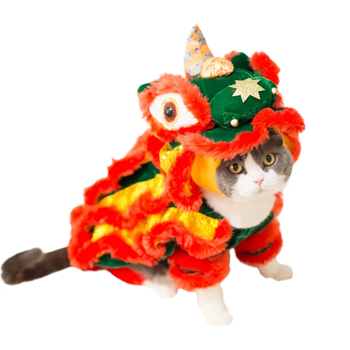 Костюм для собаки, кошки, китайский традиционный дракон, Лев, танцор, забавное пальто для питомца, новогодние вечерние костюмы на Хэллоуин