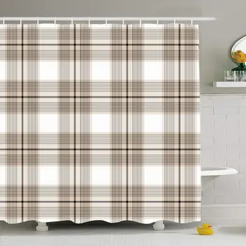 

Shower Curtain Set with Hooks 72x78 Tartan Traditional Pattern Checkered Vivid Thread British Abstract Textures Objects Design