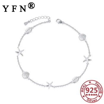 

YFN 925 Sterling Silver Shells and Stars Anklets 925 Silver Charm Anklet Women's Silver 925 Jewelry Mother's Day Gift Mom's Gift