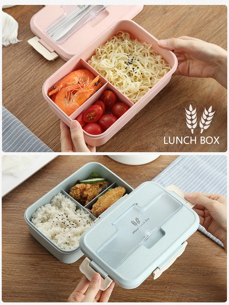Экологичный Ланч-бокс столовая посуда пшеничная соломенная коробка для еды коробка бэнто для микроволновой печи Детский Школьный для детей офисный контейнер для хранения еды