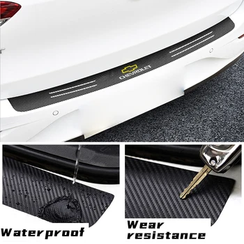 

Car Carbon fiber Tail trunk Guard Plate Rear Bumper Protect Sticker for Chevrolet Colorado Cruze Spark Captiva Malibu Trax Aveo