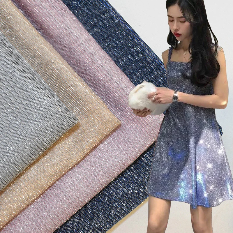 

Fashion Treasure Blue Glitter Bright Silver Sprinkle Gold Dress Fabric, By Sale The Meter