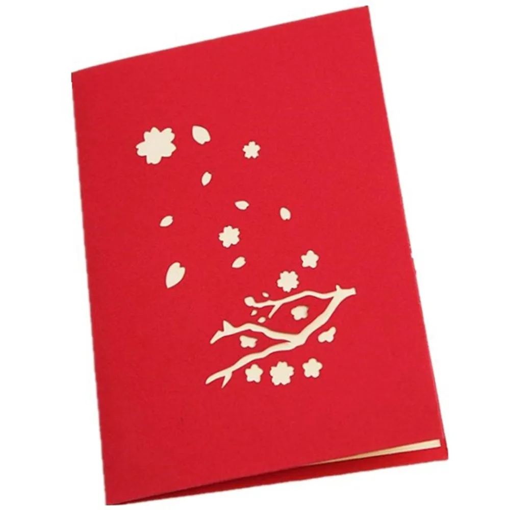 3D Трехмерная поздравительная открытка розовая романтическая Вишня Цветок День рождения Свадебная Открытка вишня дерево бумага резьба ручной работы открытка