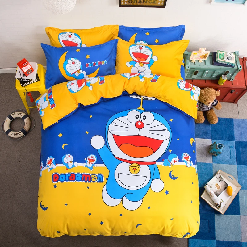 Мультфильм Комплект постельного белья Hello Kitty Doraemon Stitch пододеяльник комплекты 3/4 шт постельное белье близнец полный queen постельное белье - Цвет: Красный