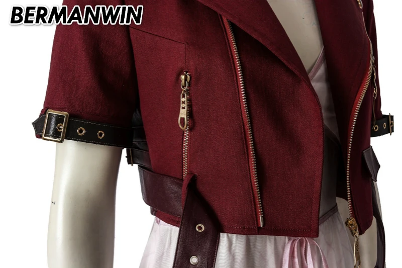 BERMANWIN PS4 игра Final Fantasy VII костюм FFVII FF7 Aerith Gainsborough Косплей куртка платье на Хэллоуин для взрослых наряд костюм