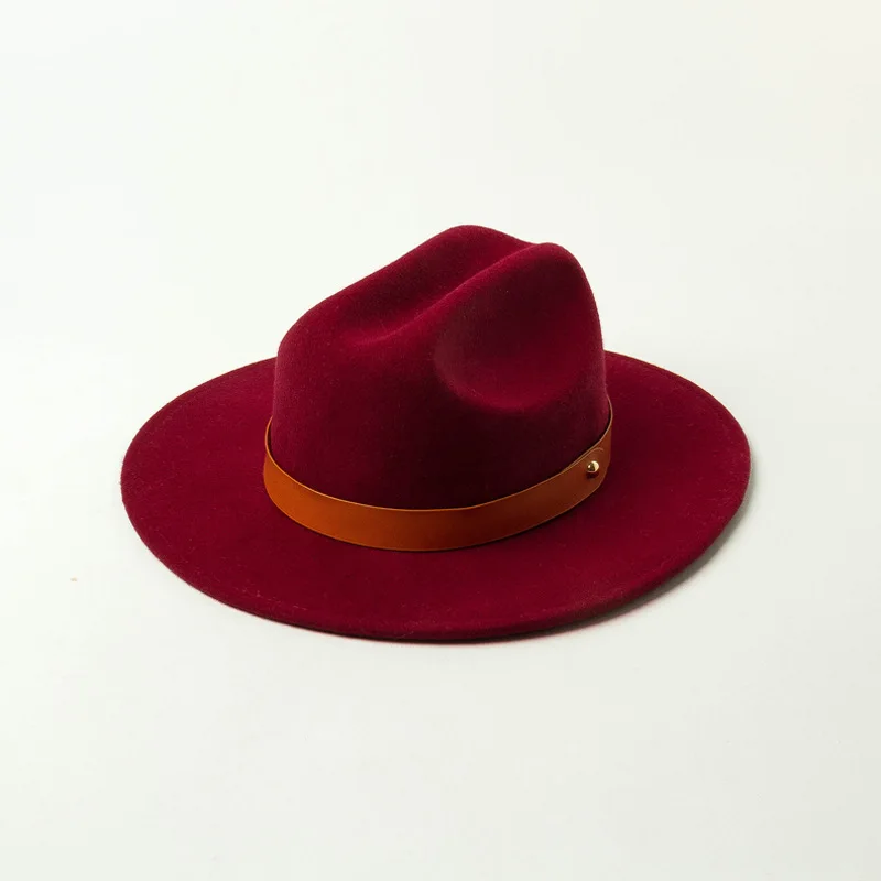 01911-hh9003b дети летний шерстяной ремень 55 см головы Размер Шляпа Fedora детей Досуг Панама шляпа - Цвет: Фиолетовый