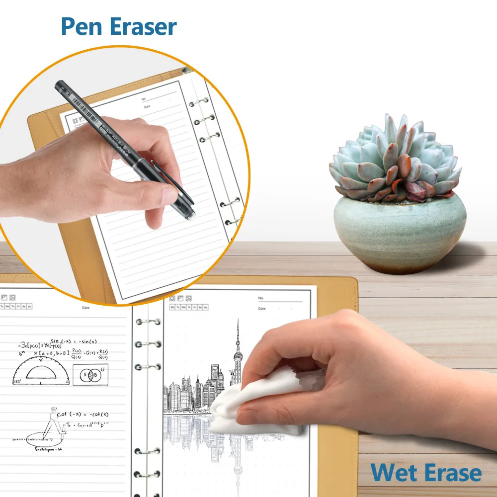A5 Erasable Notebook Paper Leather Reusable Smart reusable Notebook Cloud Storage Flash Storage PU  leather cover 3