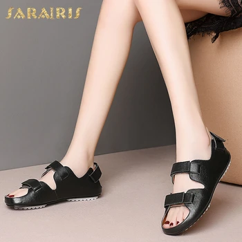 

Sarairis On Sale Stylish Leisure Soft Walking Comfy Flat Genuine Letaher Cow Skin Fisherman Woman Shoes Sandals