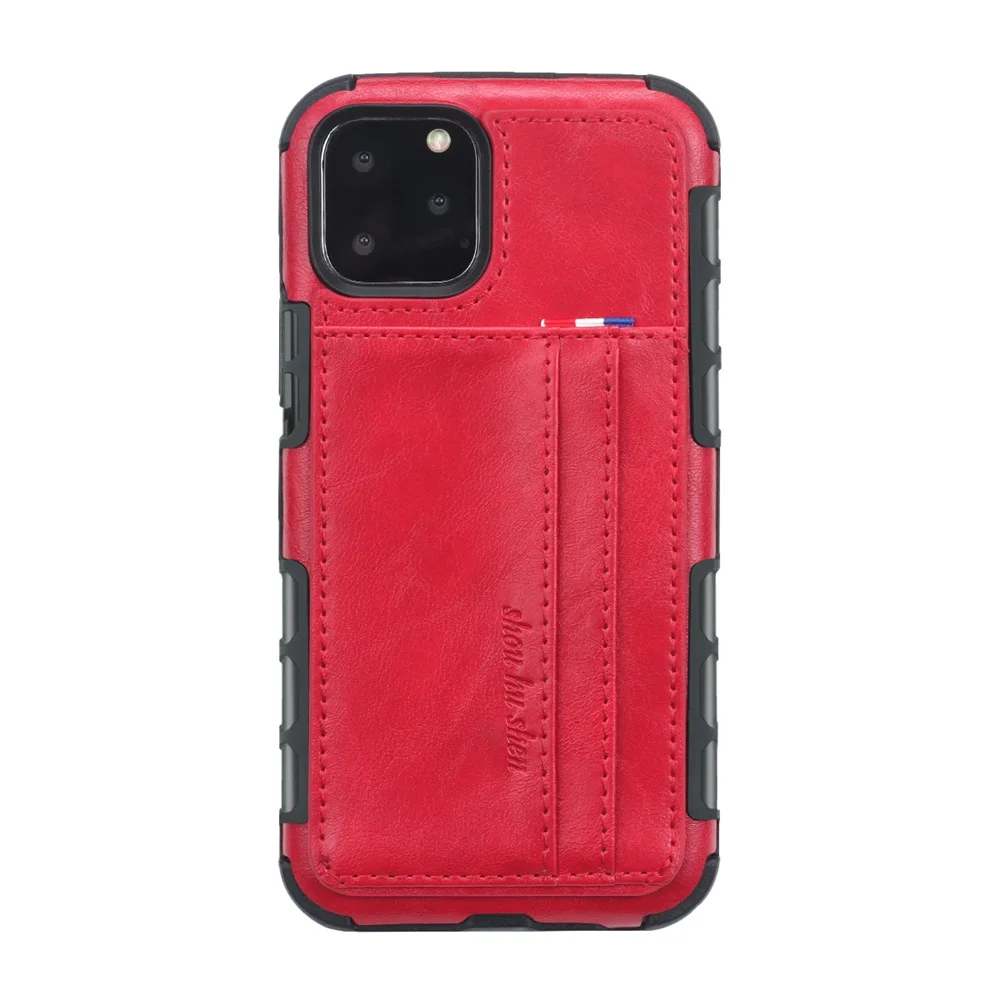 NORTHFIRE в стиле ретро из искусственной кожи карман для карт чехол для iPhone 11/11 Pro Max XR X XS Max 6/6 S/7/8 Plus накладка на заднюю панель с отделением для Coque Fundas - Цвет: Red