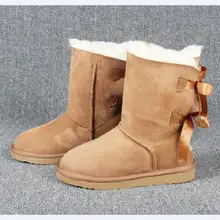 Классические женские зимние сапоги на меху; женские зимние сапоги в австралийском стиле; высококачественные теплые сапоги с бантом; теплая женская обувь; Botas