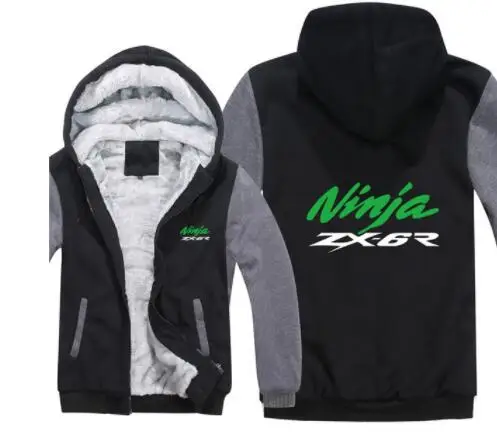 Для мотоцикла Кавасаки, ниндзя, ZX-6R, толстовки, мужские, на молнии, пальто, флис, утепленные, человек, ниндзя, ZX-6R, толстовка, пуловер