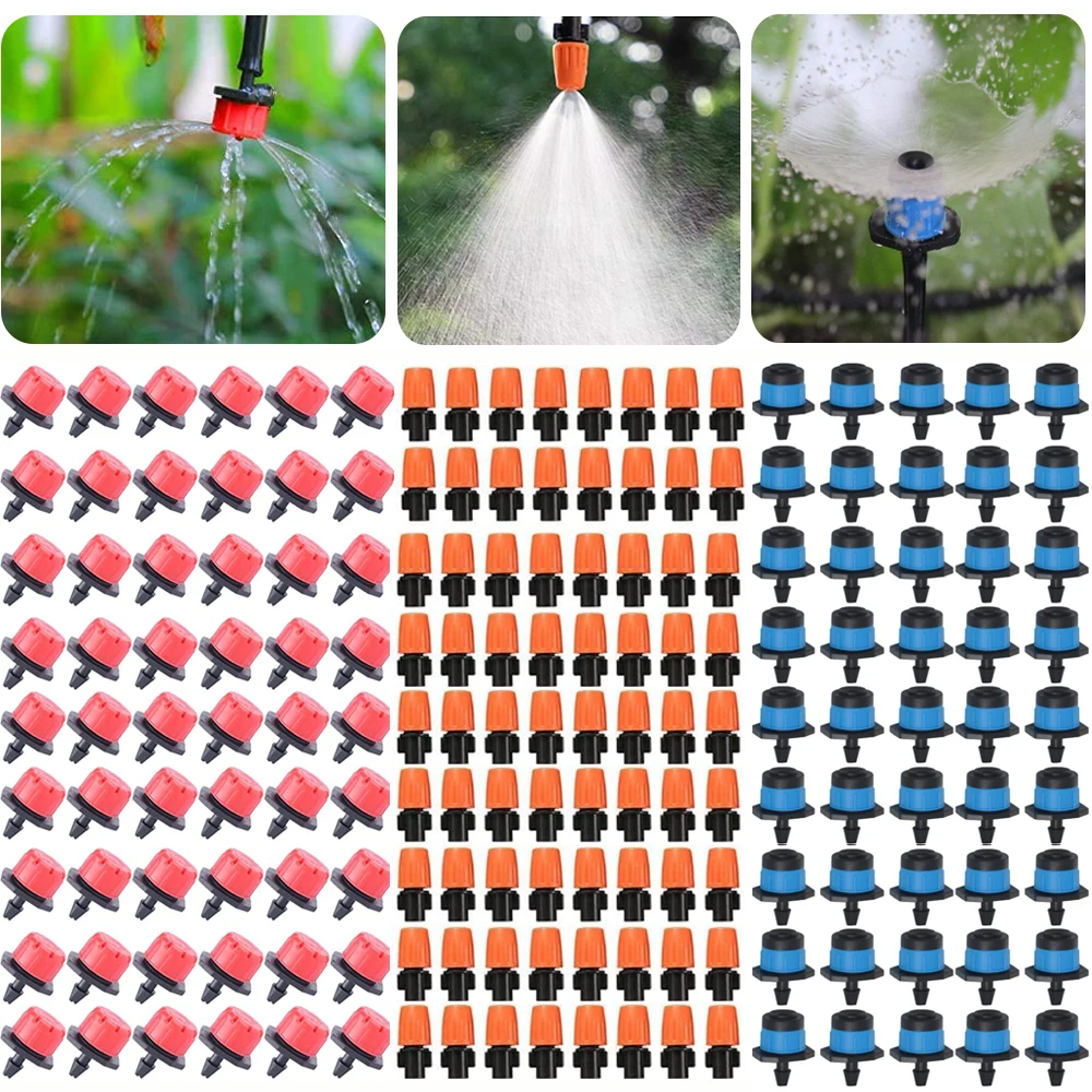 50PCS Garden Adjustable Nozzles Drip Irrigation Watering Sprinkler 1/4'' Anti-Clogging Dripper Emitter Flower Beds Vegetable | Дом и