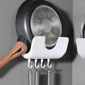 

Pot Lid Rack Pan Cover Drain Rack Storage Shelf Space Saving Spoon Rests Pot Clips Wall Mounted Hanging Lid Holder