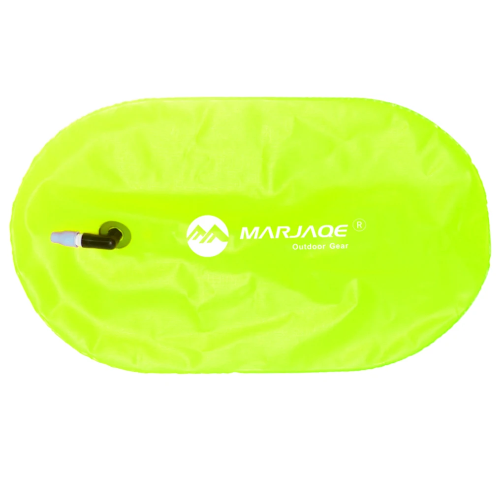Fluo Yellow Swim Bubble Safety Buoy Float with Orange Kayak Anchor Throw Tow Rope Line Water Swim Buoy
