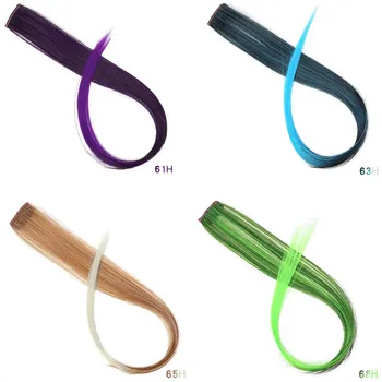 

MANWEI Rainbow Colorful Synthetic Fake Hair Pieces Long Straight Ombre Hairpiece For Women Blonde Pink Clip In Hair Extensions