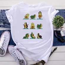 Best Offers Avocado Fruit Cartoon Villain Funny Printing T-Shirts For Women Harajuku Gothic Clothing High Quality Punk Style Woman T Shirts