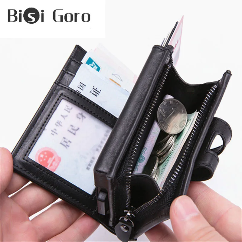 BISI GORO большой кредитный держатель для карт из углеродного волокна держатель для карт анти-магнитный короткий кошелек RFID Блокировка Минимальная безопасность кошелек монета