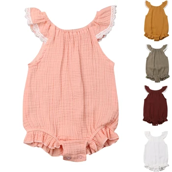 

2019 Summer Cute Infant Baby Girls Fly Sleeve Ruffle Romper Babygrow Outfits Summer Clothes 0-24M