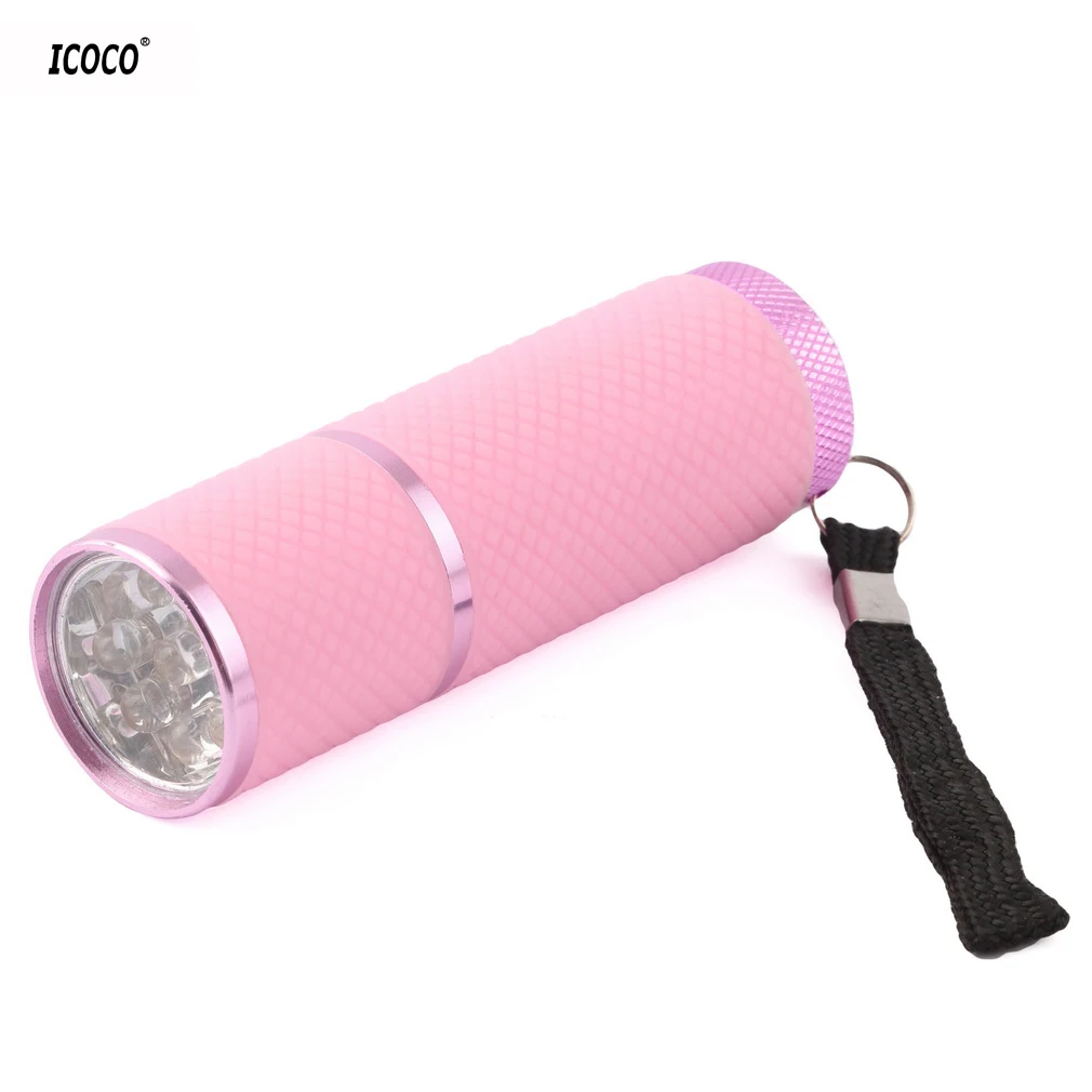 

ICOCO Mini 9 LED Flashlight Lamp Nail Dryer Portable UV Gel 15s Fast Dry Nail Polish Curing Lamp Aluminum Alloy Torch Light