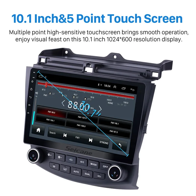 Sale Seicane 10.1" 1024*600 4-core 2DIN Android 8.1 Car Unit Radio GPS Navi Player For 2003-2006 2007 Honda Accord 7 Vehicle Stereo 2