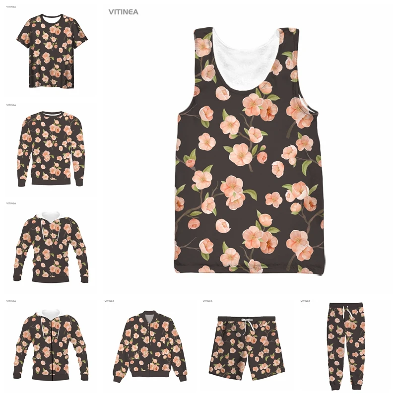 

vitinea New 3D Full Print flower T-shirt/Sweatshirt/Zip Hoodies/Thin Jacket/Pants Four Seasons Casual R07