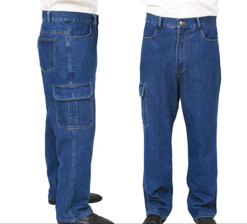 5 pocket thick Модные свободные джинсы, повседневные рабочие брюки, мужские джинсы в стиле хип-хоп, хлопковые брюки с большими карманами, мужская одежда размера плюс, синие джинсы, Прямая поставка - Цвет: 5 pocket thick