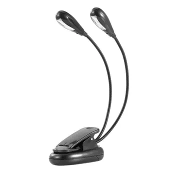 

Fashion Adjustable Goosenecks 2 Dual Flexible Arms 4 LED Clip-on Light Lamp Desk Table Lamp For Piano Music Stand Book