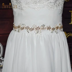 S42 Fashion Bridal Belts Rhinestone Belt for Dress Handmade Alloy Leaves Wedding Party Bride Belt Crystal Bridal Belt Sash