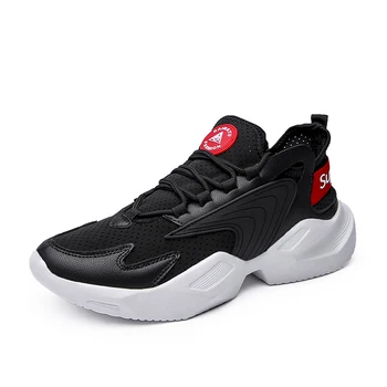 

2019 new breathable leather sports shoes men's running shoes lightweight outdoor trend sports shoes men