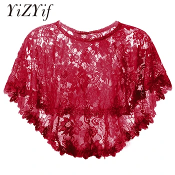 

Women Embroidered Lace Cape Bride Shawl Cover Up Elegant Fashion Poncho Female Weddings Accessories Evening Party Dress Costume