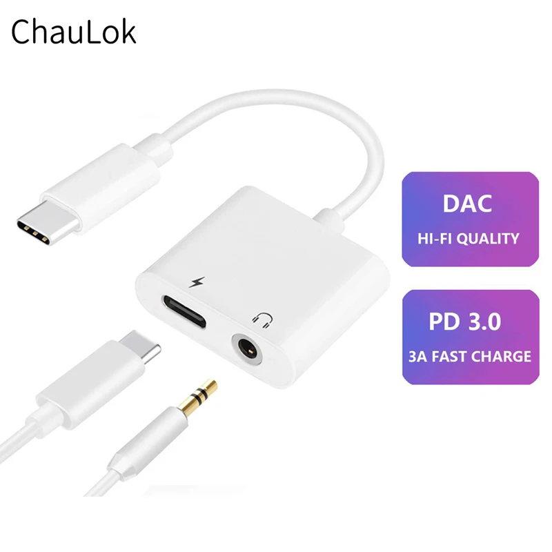 

Type C to 3.5mm Headphone Audio Charger Adapter 2 in 1 USB Type C Earphone Jack Converter for Pixel 2 3 XL Samsung Huawei Xiaomi