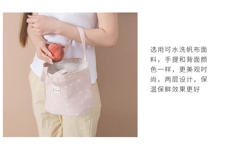 Cotton Linen Canvas Bag Bento Box Bag Ice Pack Thermal Bag Heat Bag for Lunch