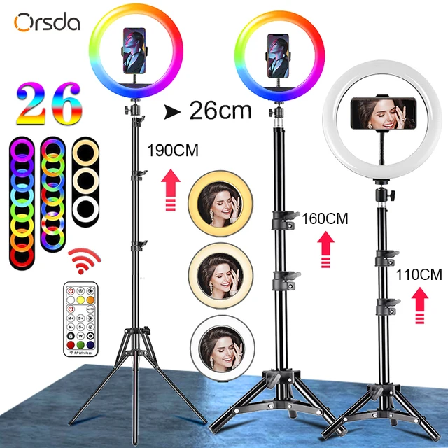 Orsda 10 12 Inch Led Ring Light with Tripod Ring Light Selfie Ring Light RGB 26 Orsda 10-12 Inch Led Ring Light with Tripod Ring Light Selfie Ring Light RGB 26 Colors Video Light Makeup Live Video Streaming